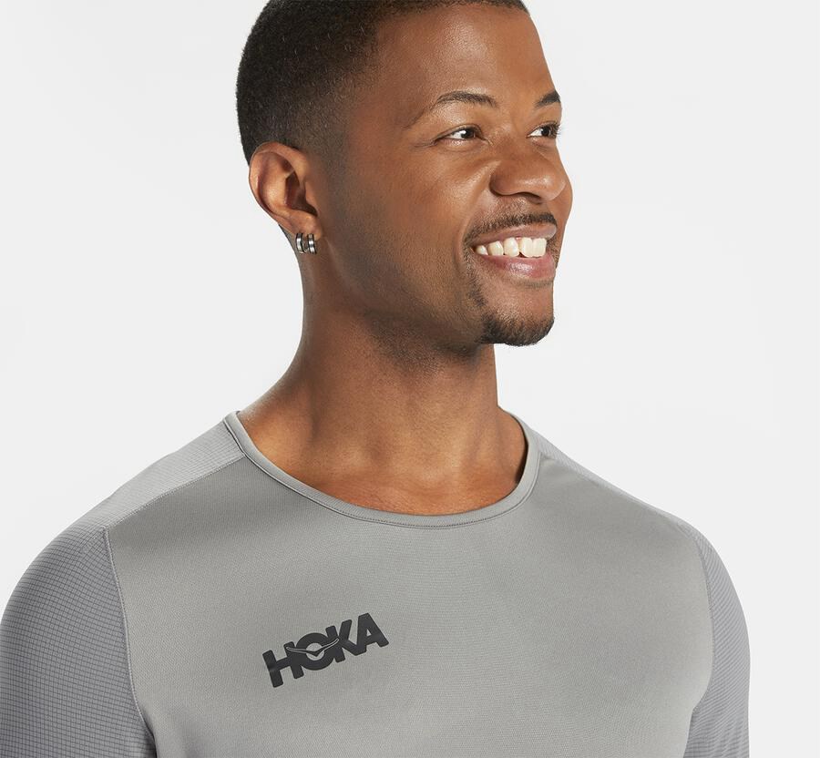 Hoka One One Top Panske Siva - Performance Dlho Sleeve - 70184-IFDK